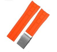 yaponuk Curved End Watchband For Mido M005430A M005614A Rubber watch strap For Citizen(Oranges1,23mm)