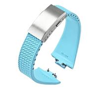 yaponuk Fluoro Rubber Watch Strap For Tissot PRX Series Super Player 35mm 40mm FKM Women Men Watch Band With Folding Buckle(Light blue,12mm)