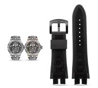 yaponuk Leather Rubber Watchband For Roger Dubuis EXCALIBUR Series watch Accessories(Black-black)