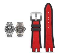 yaponuk Leather Rubber Watchband For Roger Dubuis EXCALIBUR Series watch Accessories(Red-silver)