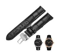 yaponuk Leather Watch Strap With Butterfly Clasp For Tissot 1853 Le Locle, Carson, Portofino, Couturier(Blacks,20mm)