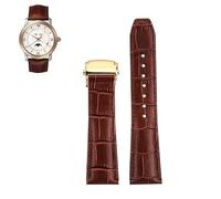 yaponuk Leather Watchband For Maurice Lacroix MP6528 Pontos PT6158 Cowhide Strap With Foding Buckle(Brown-gold,20mm)