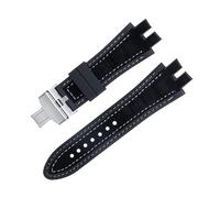 yaponuk Matte Suede Leather Watch Strap For Roger Dubuis EXCALIBUR King watchband with Soft Rubber Base(White blacka b)