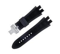 yaponuk Matte Suede Leather Watch Strap For Roger Dubuis EXCALIBUR King watchband with Soft Rubber Base(Matte blacks b)