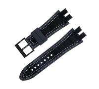 yaponuk Matte Suede Leather Watch Strap For Roger Dubuis EXCALIBUR King watchband with Soft Rubber Base(White blackb a)