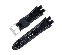 yaponuk Matte Suede Leather Watch Strap For Roger Dubuis EXCALIBUR King watchband with Soft Rubber Base(White blacks a)
