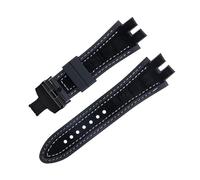 yaponuk Matte Suede Leather Watch Strap For Roger Dubuis EXCALIBUR King watchband with Soft Rubber Base(White blackb b)