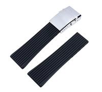yaponuk Rubber Watch Strap For Breitling Avenger Challenger Superocean Heritage.(Black2 shiny silver,24mm)