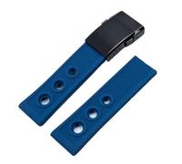 yaponuk Rubber Watch Strap For Breitling Avenger Challenger Superocean Heritage.(Blue shiny black,24mm)