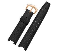 yaponuk Rubber Watch Strap For Cartier Pasha Series Notched Watch Chain Accessory(Blackp,20-12mm)