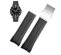 yaponuk Silicone Watch Band For Mido Navigator Ocean Star Calibre 80 M026430a M026608a Starfish M011430A For Citizen Rubber strap(Black-silver)