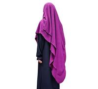 Yaqeen 2 layers Jazz Khimar Triangle Long Hijab for Muslimah one Piece Diamond Headscarf Chadors Arabia Islamic Prayer Dress Muslim Shawls Body Cover (Lilac)