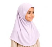 Yaqeen Girls instant headscarf hijab plain al Amira age 5-11, readymade pull on scarf, ideal for any occassion school/nursery (Light Pink)