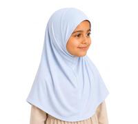 Yaqeen Girls instant headscarf hijab plain al Amira age 5-11, readymade pull on scarf, ideal for any occassion school/nursery (White)