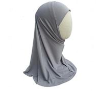 Yaqeen Girls instant headscarf hijab plain al Amira, readymade pull on scarf, ideal for any occassion school/nursery (Silver)