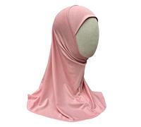 Yaqeen Girls instant headscarf hijab plain al Amira, readymade pull on scarf, ideal for any occassion school/nursery (Pink)