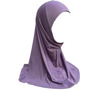 Yaqeen Girls instant headscarf hijab plain al Amira, readymade pull on scarf, ideal for any occassion school/nursery (Plain Lilac)