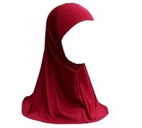 Yaqeen Girls instant headscarf hijab plain al Amira, readymade pull on scarf, ideal for any occassion school/nursery (Burgundy)