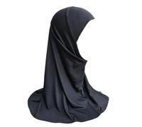 Yaqeen Girls instant headscarf hijab plain al Amira, readymade pull on scarf, ideal for any occassion school/nursery (Black)