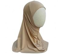 Yaqeen Girls instant headscarf hijab plain al Amira, readymade pull on scarf, ideal for any occassion school/nursery (Beige)