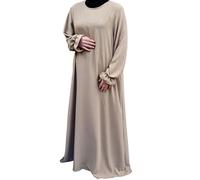 Yaqeen Jazz Abaya side pockets Muslimah Maxi dress Islamic Prayer Dress Ideal Casual/Mosque/Madrassa/Ramadan/Eid/Hajj/Umrah (Mocha)