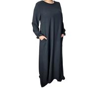Yaqeen Jazz Abaya Side Pockets Muslimah Maxi Dress Islamic Prayer Dress Ideal Casual/Mosque/Madrassa/Ramadan/Eid/Hajj/Umrah (Black)