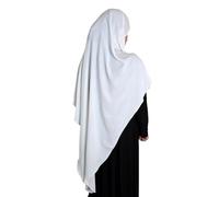 Yaqeen Khimar Triangle Long Hijab for Muslimah one Piece Soft Crepe Fabric Headscarf Material Chadors Arabia Islamic Prayer Dress Muslim Shawls Body Cover (White)
