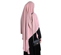 Yaqeen Khimar Triangle Long Hijab for Muslimah one Piece Soft Crepe Fabric Headscarf Material Chadors Arabia Islamic Prayer Dress Muslim Shawls Body Cover (Rose)