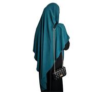 Yaqeen Khimar Triangle Long Hijab for Muslimah one Piece Soft Crepe Fabric Headscarf Material Chadors Arabia Islamic Prayer Dress Muslim Shawls Body Cover (Dark Green)