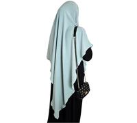 Yaqeen Khimar Triangle Long Hijab for Muslimah one Piece Soft Crepe Fabric Headscarf Material Chadors Arabia Islamic Prayer Dress Muslim Shawls Body Cover (Mint Green)