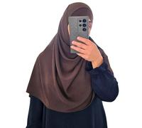 Yaqeen Premium Jazz Scarf for Women - Large 70x190 cm Hijab, Stretchy Headscarf for Muslimah, Versatile Modest Fashion Accessory (Brown)