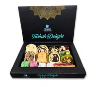 Yaqeen Turkish Delight Lokum Mix Gift Box 15 different flavours Deluxe Sweets Gourmet Soft Candy Vegetarian Halal (250 g)