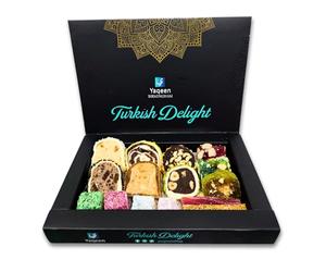 Yaqeen Turkish Delight Lokum Mix Gift Box 15 different flavours Deluxe Sweets Gourmet Soft Candy Vegetarian Halal (250 g)