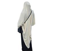 Yaqeen XL Khimar Triangle Long Hijab for Muslimah one Piece Soft Crepe Fabric Headscarf Material Chadors Arabia Islamic Prayer Dress Muslim Shawls Body Cover (Beige)