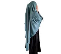Yaqeen XL Khimar Triangle Long Hijab for Muslimah one Piece Soft Crepe Fabric Headscarf Material Chadors Arabia Islamic Prayer Dress Muslim Shawls Body Cover (Duck Egg Blue)