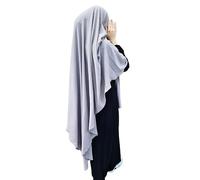 Yaqeen XL Khimar Triangle Long Hijab for Muslimah one Piece Soft Crepe Fabric Headscarf Material Chadors Arabia Islamic Prayer Dress Muslim Shawls Body Cover (Taupe)