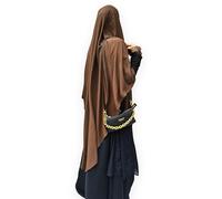 Yaqeen XL Khimar Triangle Long Hijab for Muslimah one Piece Soft Crepe Fabric Headscarf Material Chadors Arabia Islamic Prayer Dress Muslim Shawls Body Cover (Dark Brown)