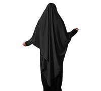 Yaqeen XL Khimar Triangle Long Hijab for Muslimah one Piece Soft Crepe Fabric Headscarf Material Chadors Arabia Islamic Prayer Dress Muslim Shawls Body Cover (Jet Black)