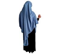 Yaqeen XL Khimar Triangle Long Hijab for Muslimah one Piece Soft Crepe Fabric Headscarf Material Chadors Arabia Islamic Prayer Dress Muslim Shawls Body Cover (Light Blue)
