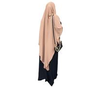 Yaqeen XL Khimar Triangle Long Hijab for Muslimah one Piece Soft Crepe Fabric Headscarf Material Chadors Arabia Islamic Prayer Dress Muslim Shawls Body Cover (Mocha)