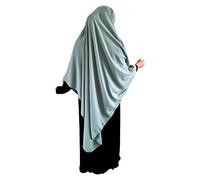 Yaqeen XL Khimar Triangle Long Hijab for Muslimah one Piece Soft Crepe Fabric Headscarf Material Chadors Arabia Islamic Prayer Dress Muslim Shawls Body Cover (Pistachio)