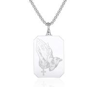 YAQILUBEI 3D Crystal Photo Necklace Engraved Pendant for Women Men Religious Gift Christian Symbol of Hope and Faith Jewelry, Crystal, Crystal