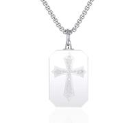 YAQILUBEI 3D Crystal Photo Necklace Engraved Pendant for Women Men Religious Gift Christian Symbol of Hope and Faith Jewelry, Crystal, Crystal