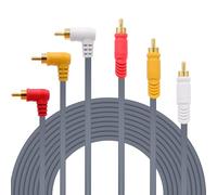 YARCHONN 3 RCA Cable Audio Video Composite Cord,3 RCA Male to 90 Degree Male AV TV Stereo Component Audio Cable for Set-Top Box, Speaker, Amplifier, DVD Player -3M /9.8FT