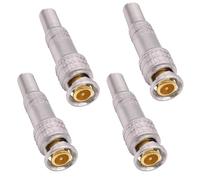 YARCHONN BNC Male Coaxial Connectors, 4pcs Solderless Plugs,Gold-plated Pin | BNC RG59 RG6 Crimp Coaxial Cable Compression Connector Adapters, for CCTV Security Surveillance Cameras Systems