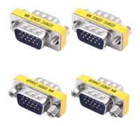 YARCHONN DB15 VGA Gender Changer Solderless Connector Male to Male Adapter D-SUB HD 15 Pin Serial Cable Coupler for PC Monitors Projectors-4pcs