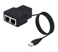 YARCHONN Ethernet Splitter 1 to 2 RJ45 Ethernet Splitter Network Switch 8P8C Lan Internet Extender 1 in 2 out Adapter with USB Power Cable for Computer Hub Router