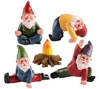 YARCHONN Miniature Garden Gnomes Ornament Outdoor Resin Elf Statue, Funny Gnome Fairy Garden Accessories for Patio, Yard, Lawn or Home Garden Decorations, Set of 5 (Yoga series)