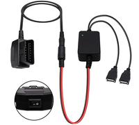 YARCHONN OBD Constant Power Adapter Dash Camera Cable Full 16Pin OBD 2 Male to 5V 3A Dual USB A Female 12V 24V to 5V Power Supply Charging Adapter for Car Dash Camera Radar Detector Phone DVR