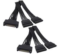 YARCHONN SATA Power Y Splitter Cable 15 Pin SATA Male to 2 Female Power Splitter Y Extension Cable 15 Pin Hard Drive HDD SSD Supply Cord Adapter -20cm /2pcs